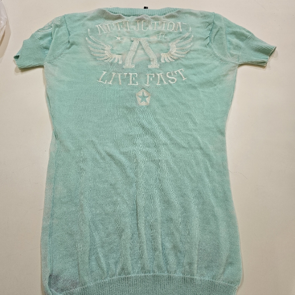 Affliction Light Green Winged Tee